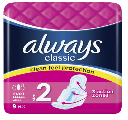 Always Classic Sanitary Pads Clean Feel Protection 9 pcs.