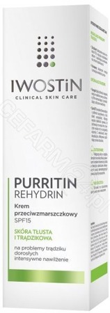Iwostin Purritin Rehydrin Krem przeciwzmarszczkowy skóra trądzikowa SPF15 50ml