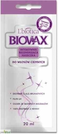 L'Biotica Biovax Intensywnie Regenerująca Maseczka Do Włosów Ciemnych 20 ml