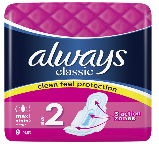 Always Classic Sanitary Pads Clean Feel Protection 9 pcs. SUPPLEMENTS