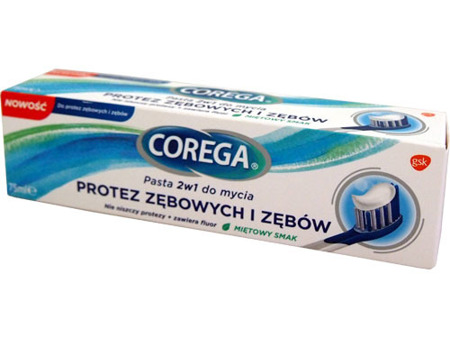 Corega 2in1 Toothpaste Washing Teeth And Denture Mint  75 ml