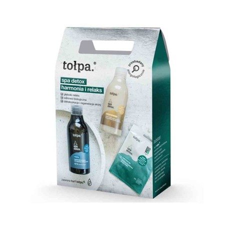 TOLPA  Zestaw Spa Detox zawiera borowine + naturalne olejki eteryczne , krem-mus oraz peeling borowinowy . 