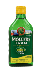 Moller's Norwegian Cod-liver Oil Omega 3 600 IU Vitamin D Lemon Flavour 250ml