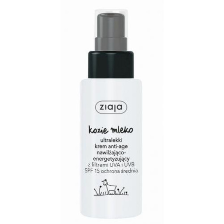 Ziaja Kozie Mleko Ultra Lekki Krem Anti Age Nawilżająco Energetyzujący UVA i UVB SPF15 50ml