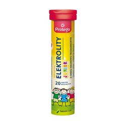 Protego Elektrolity Junior, effervescent tablets, raspberry-strawberry flavour, 20 pcs.