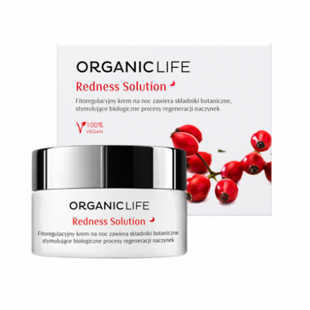 Organic Life Redness Solution Botaniczny Krem Do Cery Naczynkowej Na Noc 100% Vegan 50g
