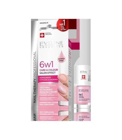 Eveline 6 w1 Odżywka Do Paznokci  Nadajaca Kolor  Odcien Shimmer Pink  5ml