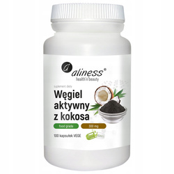 Aliness Węgiel aktywny z kokosa Food Grade 300 mg, 100 kapsułek Vege