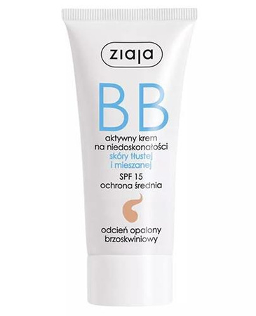 Ziaja BB Aktywny krem na niedoskonałości skóry tłustej i mieszanej Odcień Opalony Brzoskwiniowy 50 ml