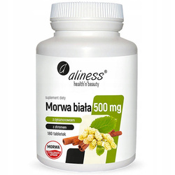 Aliness Morwa Biała z Cynamonowcem i Chromem 500 mg, 180 tabletek