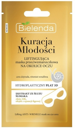 Bielenda Kuracja Młodości Liftingująca maska przeciwzmarszczkowa na okolice oczu w płacie 1szt