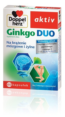DOPPELHERZ AKTIV GINKGO DUO 60CAPS. Cerebral circulation