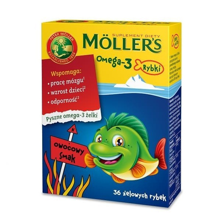 Mollers Omega-3 Rybki żelki o smaku owocowym 36 sztuk
