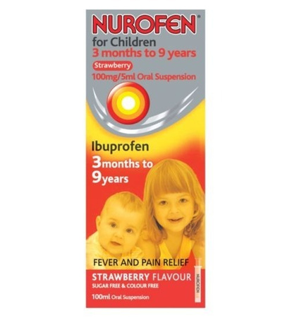 NUROFEN ZAWIESINA DLA DZIECI OD 3M-CA DO 9 ROKU 100ML TRUSKAWKA
