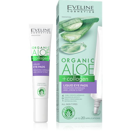 Eveline Organic Aloe + Collagen Liquid Eye Pads Reducing Wrinkles and Crow's Feet 20ml