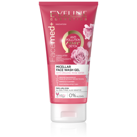 Eveline FaceMed+ Micellar Face Wash Gel with Organic Rose Water for All Skin Types 150ml