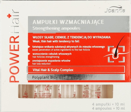 Joanna Power Hair Ampułki Wzmacniające Włosy Słabe i Wypadające 4x10ml