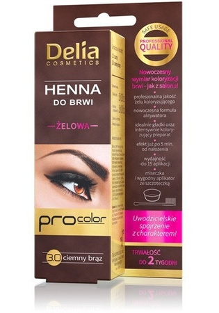 Delia Henna Do Brwi i Rzęs Żelowa Ciemny Brąz/ 3.0 15 ml