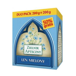 Zielnik Apteczny Len mielony Duo Pack dla poprawy trwaienia i zdrowia jelit 200g + 200g