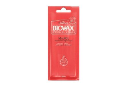 L'biotica Biovax Maska Intensywnie Regenerująca Opuncja Figowa i Mango 20ml