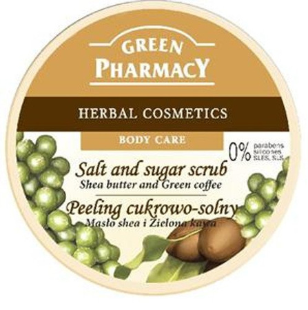 Elfa Pharm Green Pharmacy Peeling cukrowo - solny Masło shea i Zielona kawa 300ml
