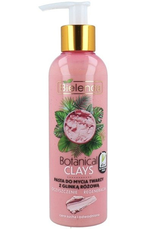 Bielenda Botanical Clays Wegańska Pasta Do Mycia Twarzy Z Różową Glinką do cery suchej 190g