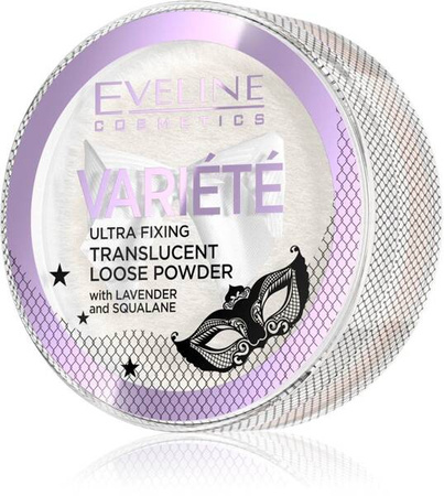 Eveline VARIETE Ultra Fixing Transparentny sypki puder do twarzy  z Lawendą i Skwalanem 6 g