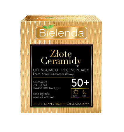Bielenda Golden Ceramides Lifting and Regenerating Anti Wrinkle Cream 50+ for Day and Night 50m