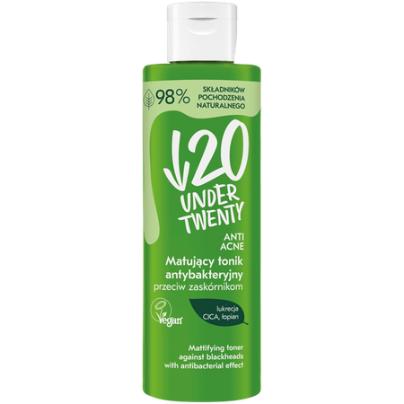 Under Twenty Mattifying Antibacterial Tonic Against Blackheads Vegan 200ml