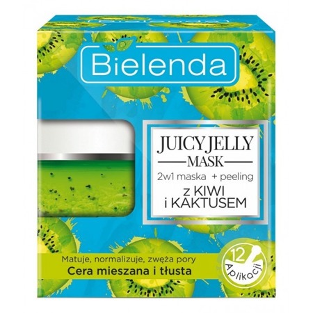Bielenda Juicy Jelly Oczyszczająca Maska + Peeling z Kiwi i Kaktusem 2 aplikacje