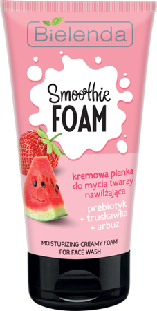 Bielenda Smoothie Cream Prebiotic Moisturizing Creamy Foam For Face Wash Strawberry+Watermelon 135g