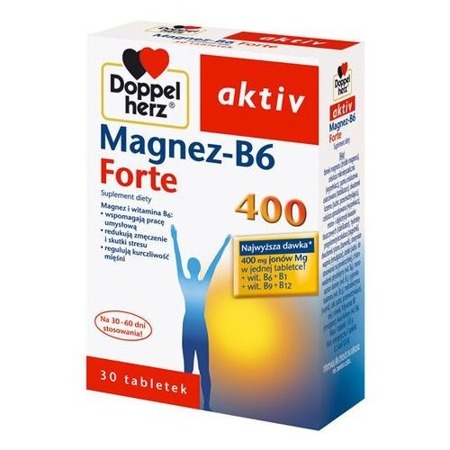 Doppelherz Aktiv Magnez B6 Forte 30 Tabletek Na stres Intensywny Wysiłek
