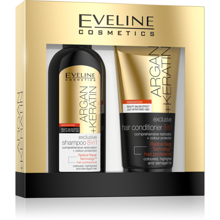 Eveline shampoo argan+keratin and conditioner argan+keratin 150 ml 