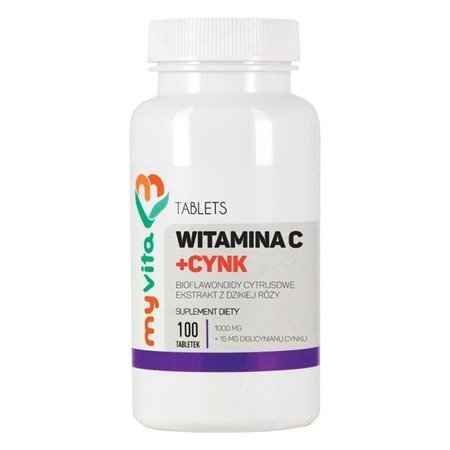 MyVita Vitamin C+cynk 100 tabletek 1000 mg wit C 15 mg Cynku
