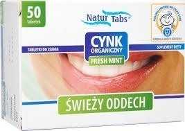 Natur Tabs Cynk Organiczny Fresh Mint Świeży Oddech 50 tabl