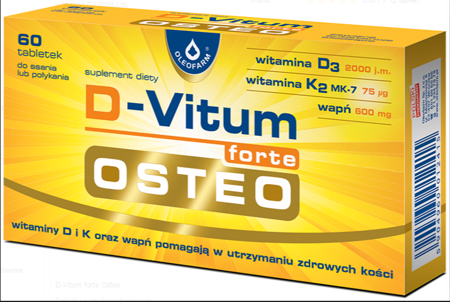 Oleofarm D-Vitum Forte Osteo Witaminy D, K i Wapń Dla Kobiet 60 szt