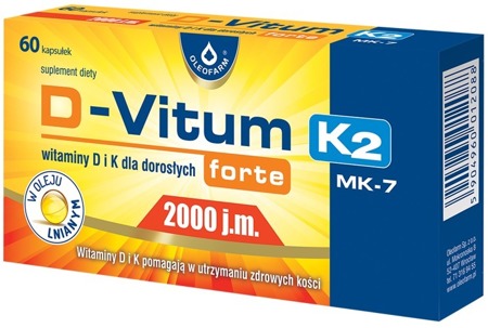 Oleofarm D-Vitum Forte Witamina D 2000 j.m. i K2 dla Dorosłych 60 kapsułek 