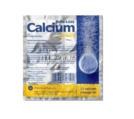 Polfa- Łódź Calcium Tabletki Zawierające Wapń 12 Tabletek Musujących 